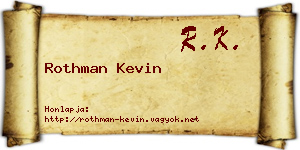Rothman Kevin névjegykártya